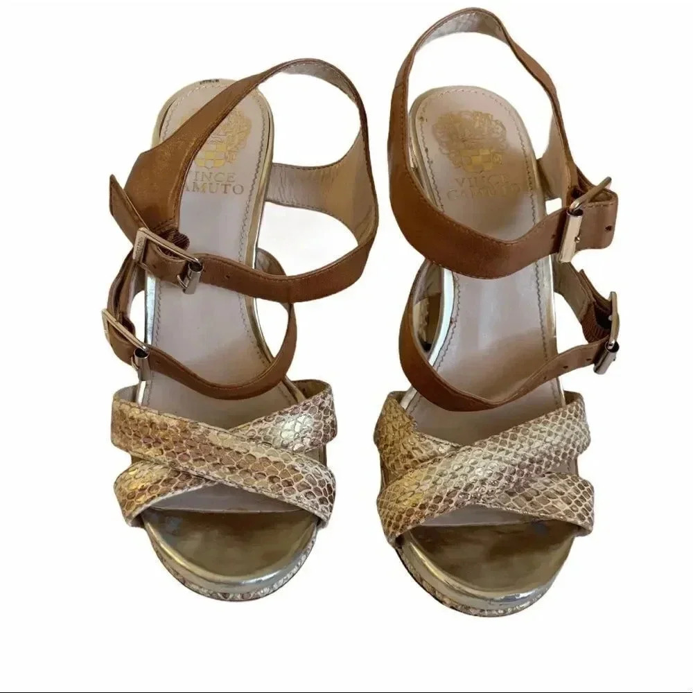 Vince Camuto Snake Skin Platform Adjustable Strap